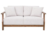 Forest Loveseat | Beige Upholstered Loveseat with Melina Wood Frame