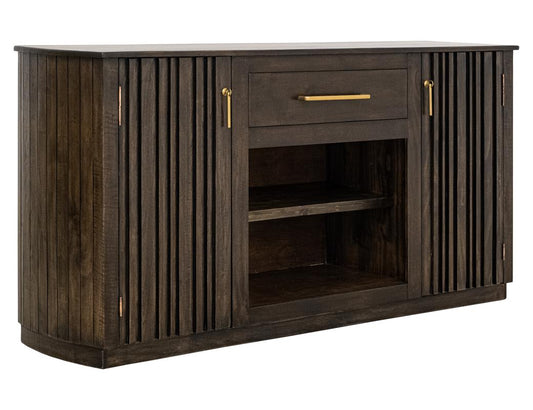 Dark Mesquite TV Stand with Fireplace - 1 Drawer 2 Door