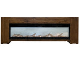 Console 94" Electric Fireplace | Teak Wood Entertainment Center