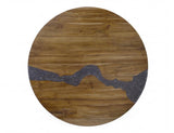 Silver Round Dining Table - Teak Wood with Resin River Design
