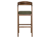 Silver Counter Height Barstool 24" - Olive Green Upholstered Seat