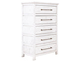 White Roots 5 Drawer Chest | Rustic Mango Wood Farmhouse Dresser