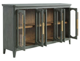 6 Door Console Table | Brava Transitional Wood & Glass Storage
