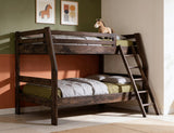 Forte Pine Twin Bunk Bed - Solid Wood Coffee Ochre Finish