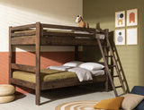 Forte Pine Full-Size Bunk Bed - Solid Wood Coffee Ochre
