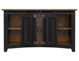 Pueblo Black TV Stand - 2 Sliding Doors, 2 Mesh Doors, Solid Pine