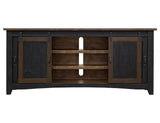 Pueblo Black TV Stand: 2 Sliding & 2 Mesh Doors, Solid Pine
