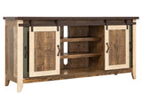 2 Glass Doors 2 Sliding Doors TV Stand | Rustic Antique Multicolor