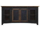 Pueblo Black TV Stand - 2 Sliding & 2 Mesh Doors Solid Pine