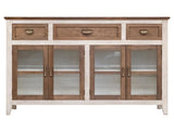 3 Drawer 4 Glass Door Console - Modern Mango Wood Furniture