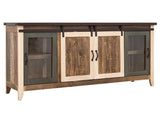 2 Glass Doors 2 Sliding Doors TV Stand - Rustic Antique