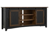 Pueblo Black TV Stand: 2 Sliding & 2 Mesh Doors, Solid Pine