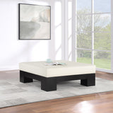 Charleville Coffee Table - Elegant Cream Vegan Leather Top with Solid Wood Base for Modern Spaces