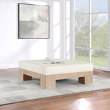 Charleville Coffee Table - Elegant Cream Vegan Leather Top with Solid Wood Base for Modern Spaces