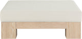 Charleville Coffee Table - Elegant Cream Vegan Leather Top with Solid Wood Base for Modern Spaces