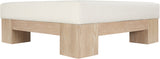 Charleville Coffee Table - Elegant Cream Vegan Leather Top with Solid Wood Base for Modern Spaces