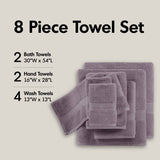 800 Gsm Ultra-Soft Cotton Absorbent Towel Set, Light Purple