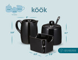 Kook Ceramic Sugar Bowl & Creamer Set, White