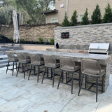 PURPLE LEAF Outdoor Bar Stool Set of 6, Wicker Chairs Bar Chairs with Cushion, All-Weather Patio Furniture kitchen stools