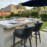 PURPLE LEAF Outdoor Bar Stools Patio Modern Aluminum Rattan High Back & Arms Bar Chairs with Removable Cushions and Pillows for Outdoor or Indoor
