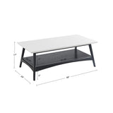 Mid-Century Rectangle Wood Coffee Table with Shelf, Black