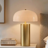 Textured Ceramic Table Lamp with Dome Glass Shade, Gold