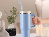 Kook 40 oz Stainless Steel Tumbler, Straw & Handle