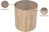 Oakhill Contemporary End Table in White Oak Finish - Solid Mango Wood with Chic Fluted Design