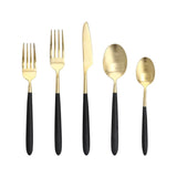 Velo Black/Gold Brushed 40pc Flatware Set