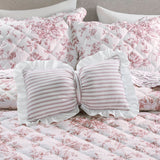 Vintage Inspired Floral Microfiber Quilt Set, Pink