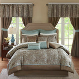 Wholesale 24-Piece Traditional Paisley Room-in-a-bag Set, Blue/Taupe