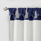Twist Tab Faux Silk Window Panel, Navy Blue