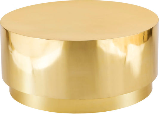Jazzy Stainless Steel Drum Coffee Table - Elegant Contemporary Design for Modern Living Spaces