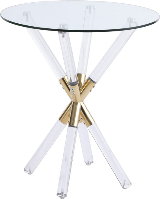 Mercury Acrylic Gold End Table with Tempered Glass Top – Chic Contemporary Accent for Living Room