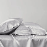 4 Piece Wrinkle-Free Satin Luxury Sheet Set, Light Grey