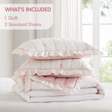 Soft Bow Embroidered Quilt Mini Set, Pink