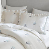 Floral Blossom Embroidered Quilt Mini Set, Blue