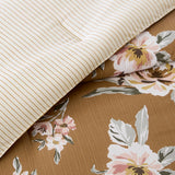 7 Piece Vintage Floral Comforter Set, Terracotta