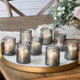 Vintage Smoke Gray Glass Tea Light Holders Set of 8