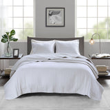 White Solid Farmhouse Reversible Quilt Set