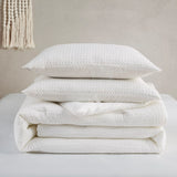 Waffle Weave Textured Duvet Cover Set, White