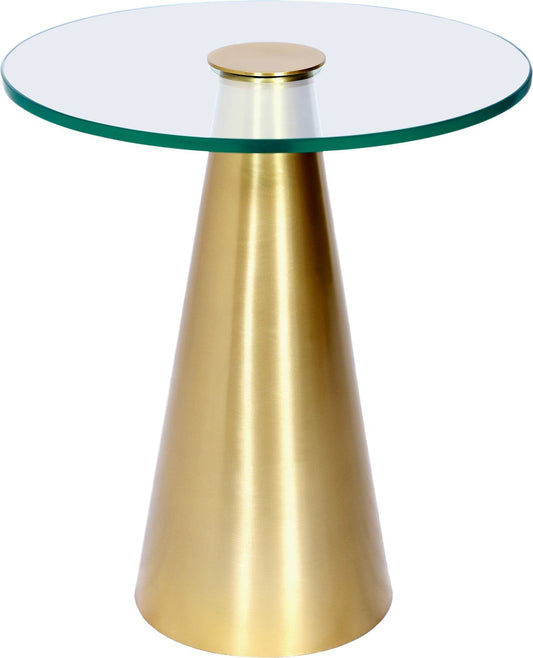 Glassimo Elegant Contemporary End Table with Glass Top and Brushed Gold Finish for Chic Spaces