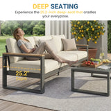 75" Outdoor Aluminum Sofa and Table with Cushion