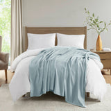 Lint-Free Solid Liquid Cotton Blanket, Blue
