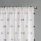 Pom-Pom Semi Sheer Window Curtain, Black