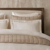 Refined Embroidered Linen Blend Duvet Cover Set, White/Gold