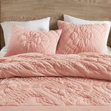 Puffy Floral Patterned Comforter Set, Pink