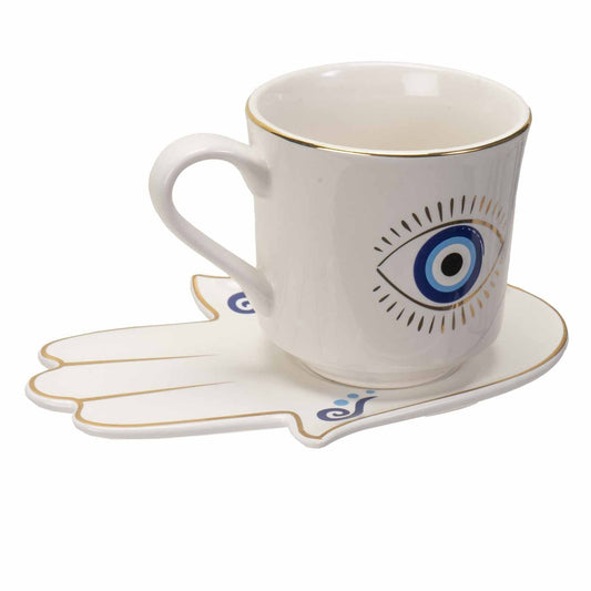 All Seeing Eye White Cup & Saucer Set