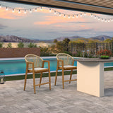 PURPLE LEAF Outdoor Bar Stools Set of 2 – Counter Stools Bar Stools with Aluminum Frame & Backrest for Patio, Kitchen Island & Bistro Stools