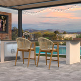 PURPLE LEAF Outdoor Bar Stools Set of 2 – Counter Stools Bar Stools with Aluminum Frame & Backrest for Patio, Kitchen Island & Bistro Stools